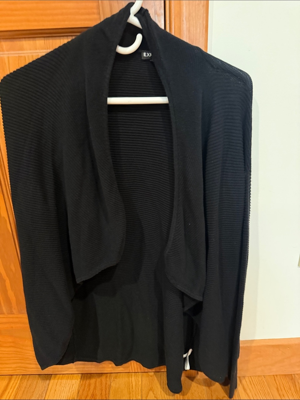 Express Black Ribbed Open-Front Cardigan Jacket